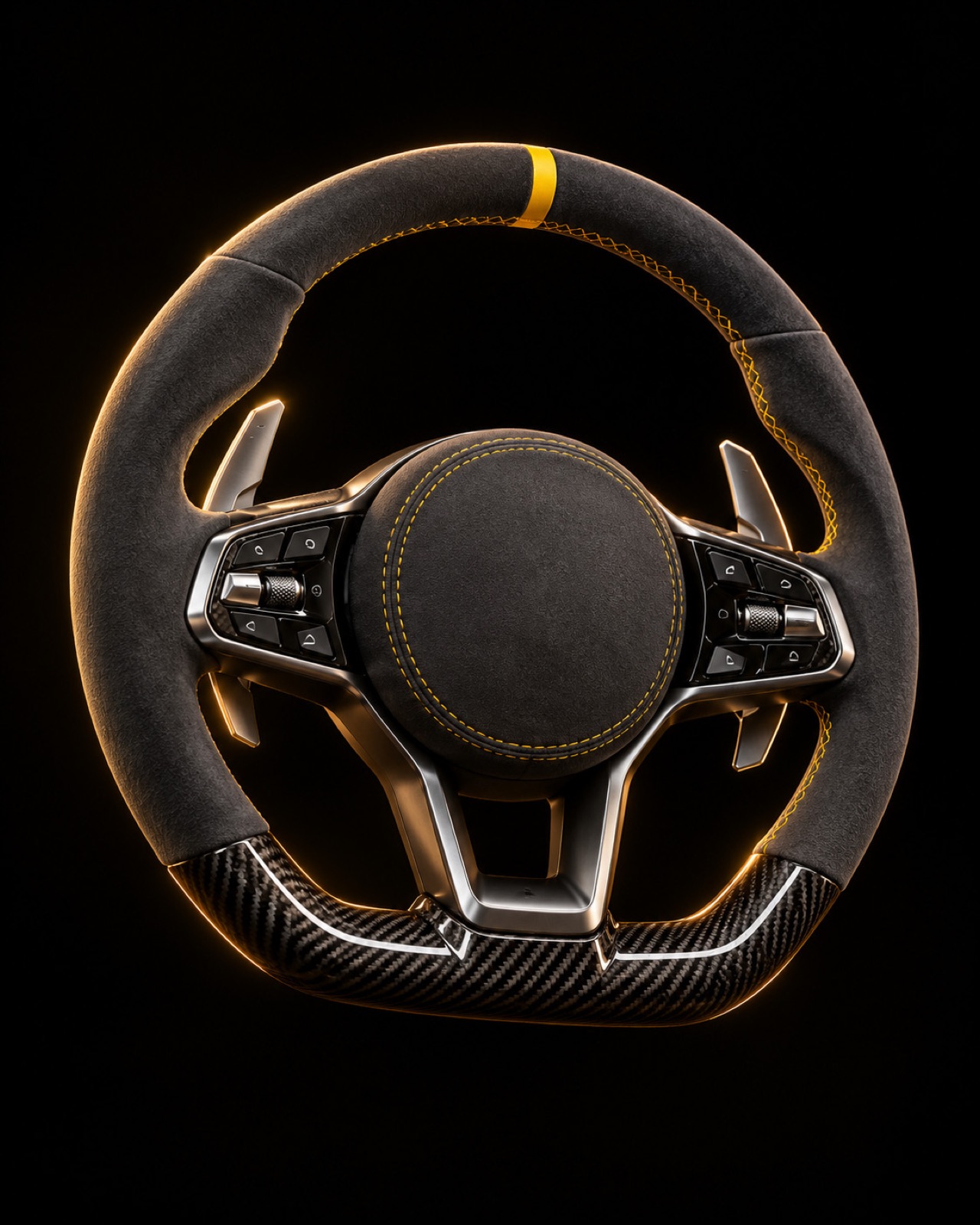 Volant Alcantara gris couture jaune