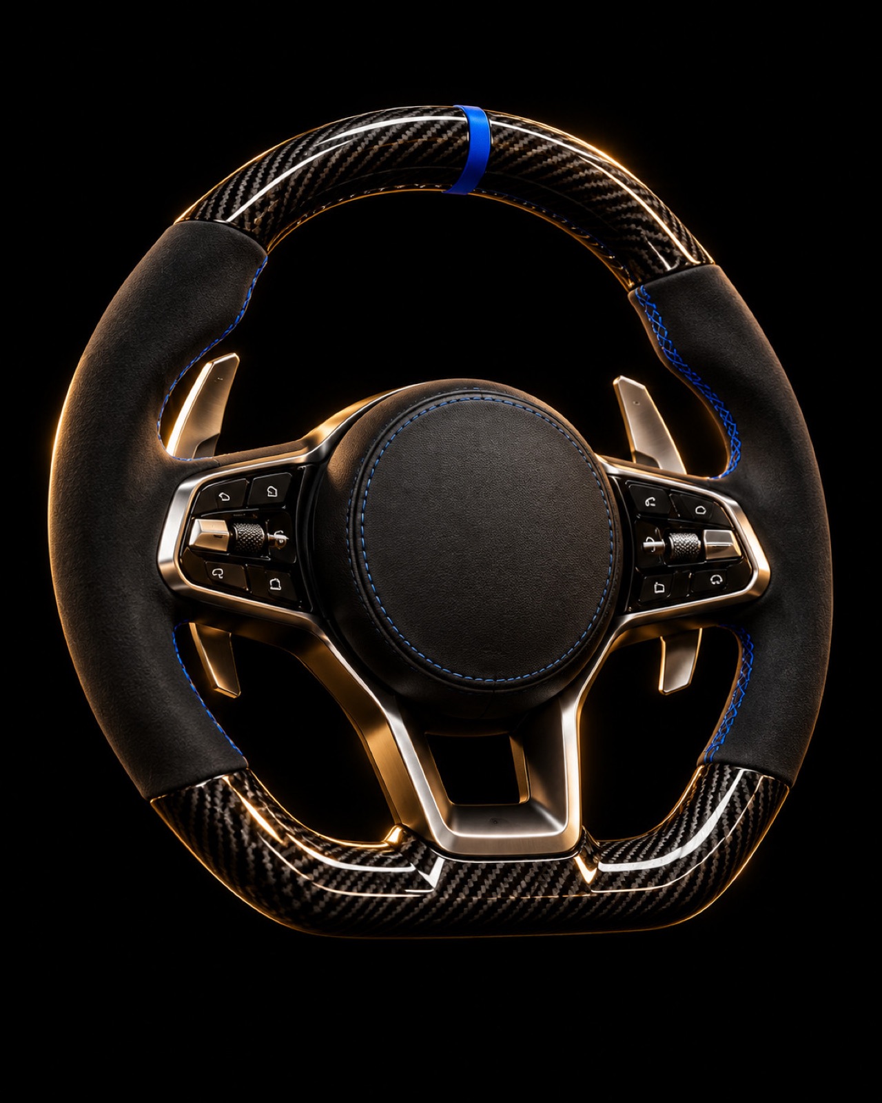 Volant carbone et Nappa couture bleue
